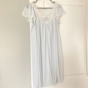 Miss Elaine Silky Sheer Nightgown in Powder Blue ✨ SIZE S